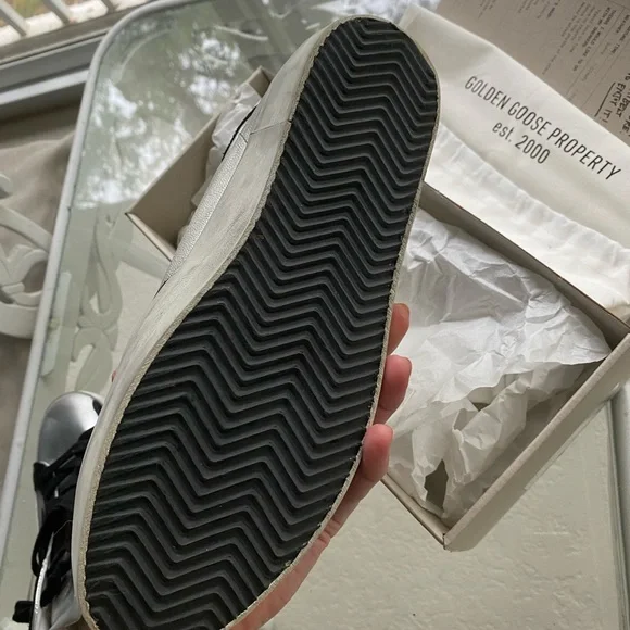 Golden Goose silver metallic black suede Star Super-Star sneakers - Picture 4 of 9